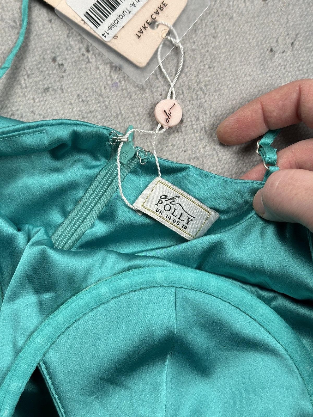 Other Oh Polly Turquoise Satin Bodycon Mini Dress With Bustier Top Size L / US 10 / IT 46 - 12 Thumbnail