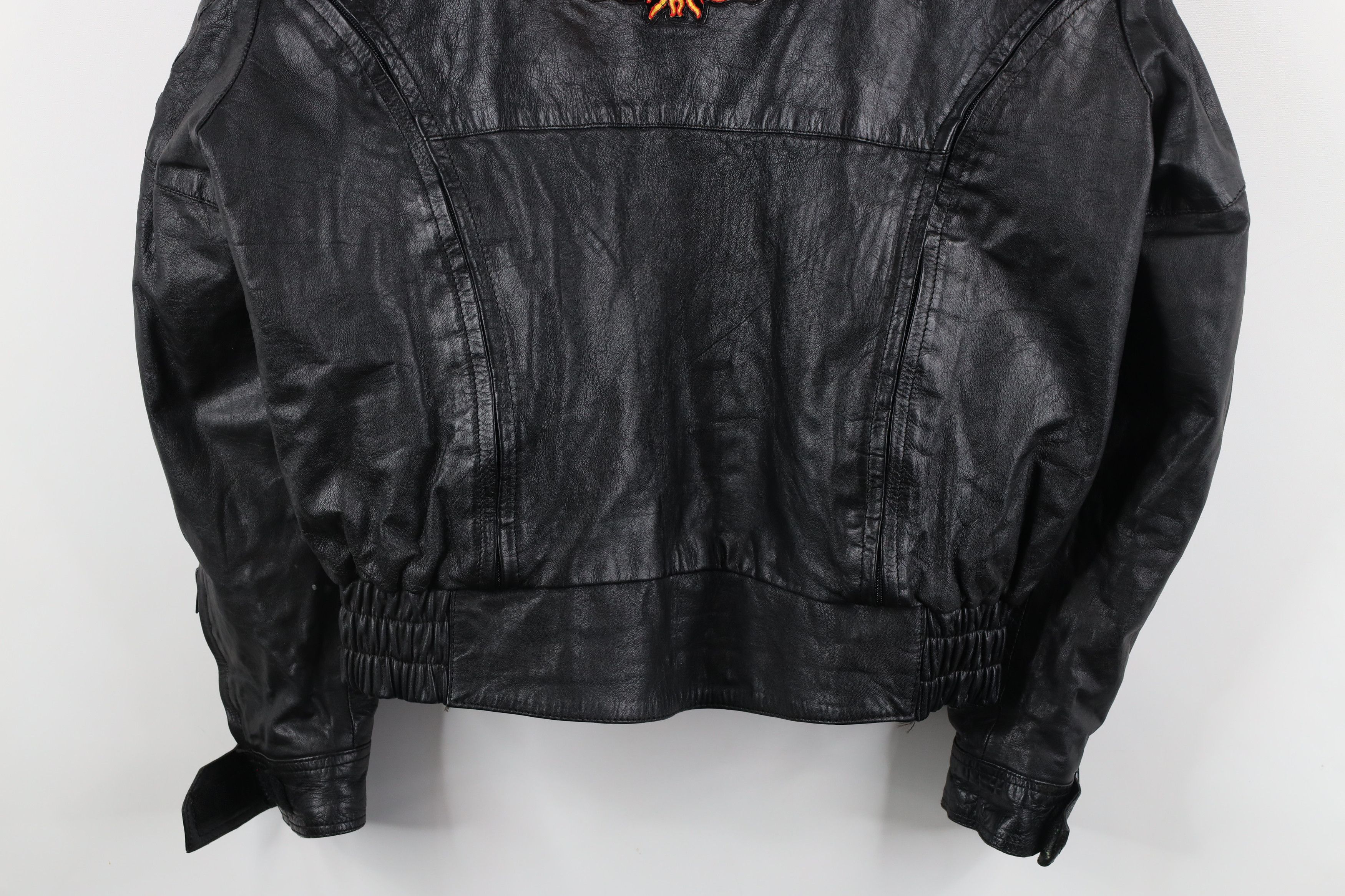 Vintage Vintage 90s Streetwear Fire Flames Leather Bomber Jacket Size XL / US 12-14 / IT 48-50 - 15 Thumbnail