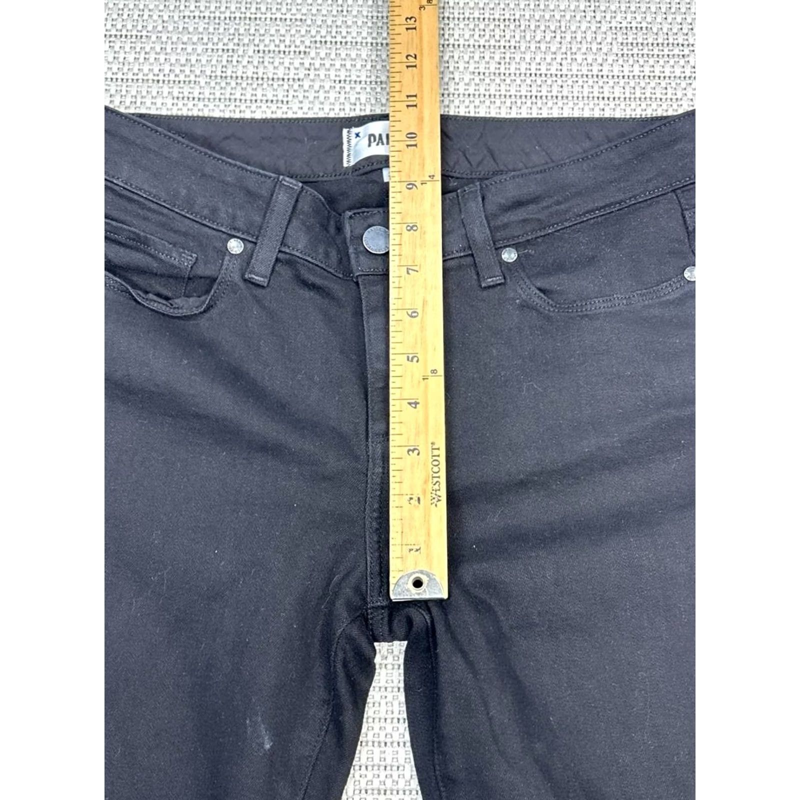 Paige PAIGE Skyline Skinny Jeans Womens 29 Black Dark Wash Denim Cotton Mid Rise 30x31 Jeans Size 29" - 7 Thumbnail