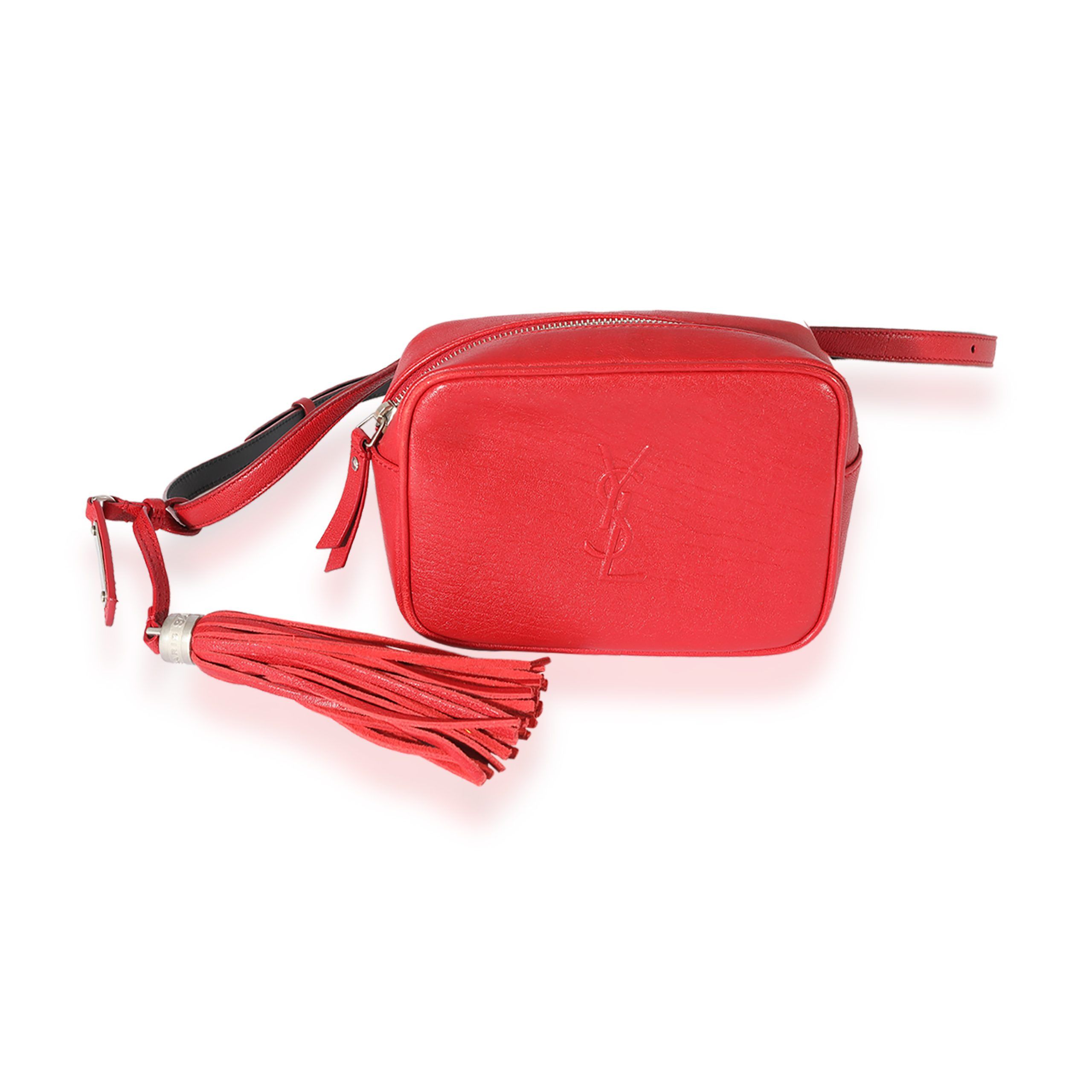 image of YVES Saint Laurent Red Leather Monogram Lou Belt Bag, Women's