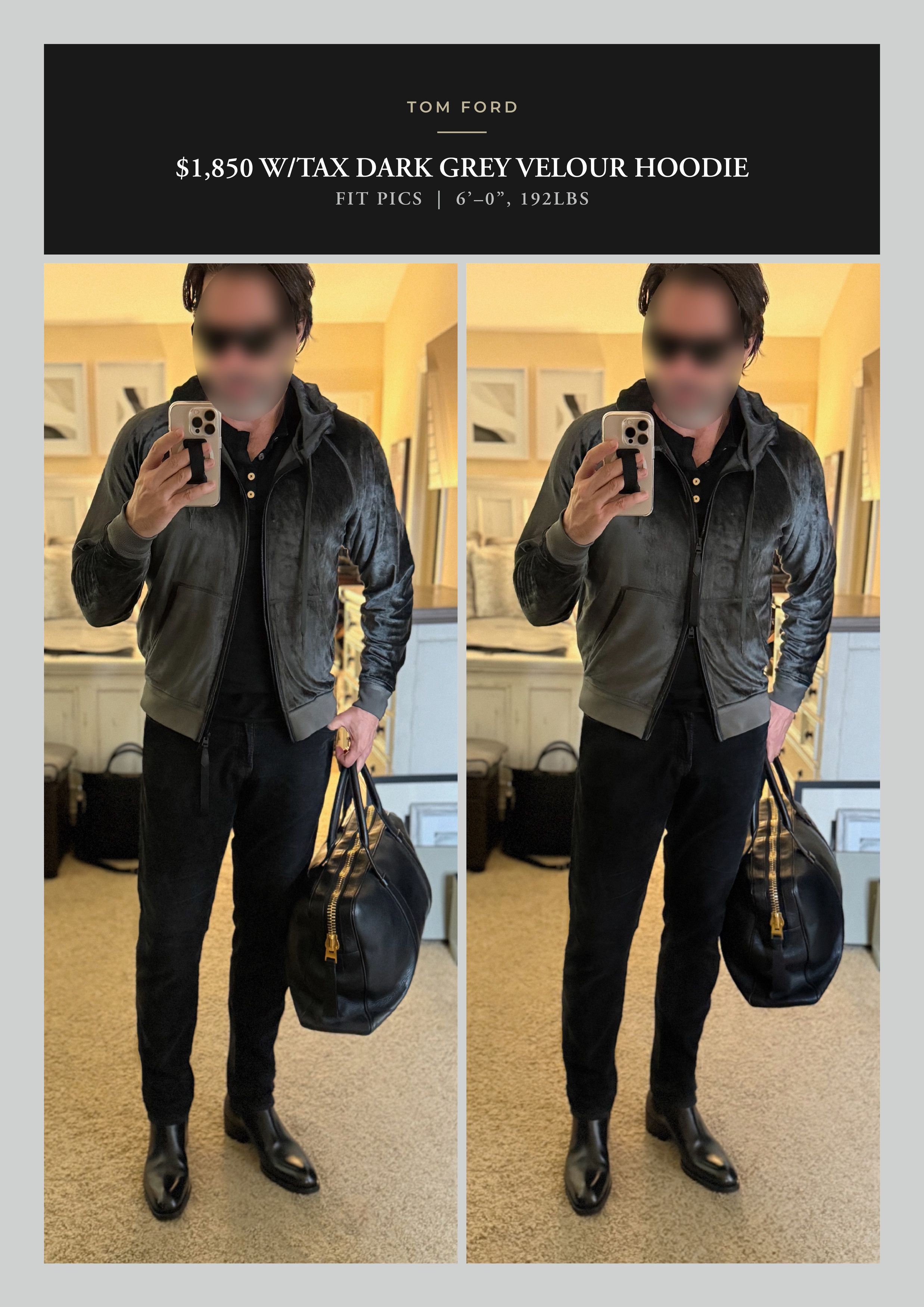 Tom Ford Best Dressed $1,850 w/Tax Velour Leather Accents Hoodie Size US M / EU 48-50 / 2 - 12 Thumbnail