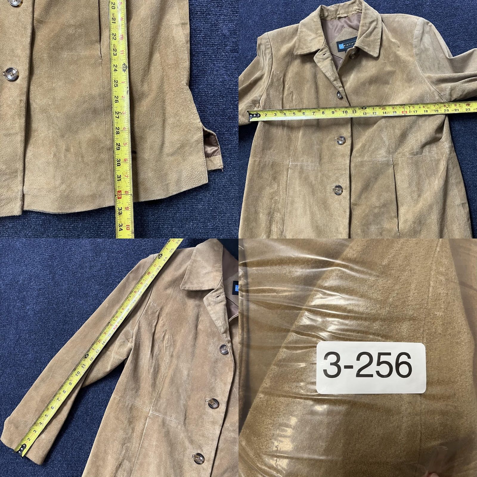 Vintage VINTAGE Relativity Coat Womens L Beige Suede Leather Button Front Lined Mid Length Size L / US 10 / IT 46 - 8 Thumbnail
