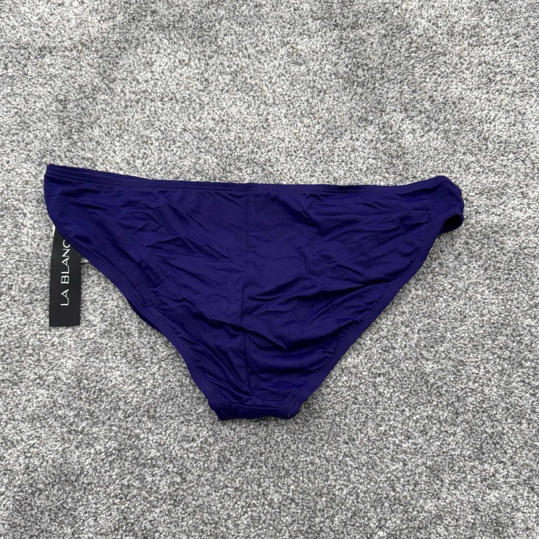 Vintage La Blanca Bikini Bottom Womens Size 14 Lined Solid Nylon Spandex Purple Beach Beachwear 90% Nylon 10% Spandex Womens Size 36" / US 14 / IT 50 - 6 Thumbnail