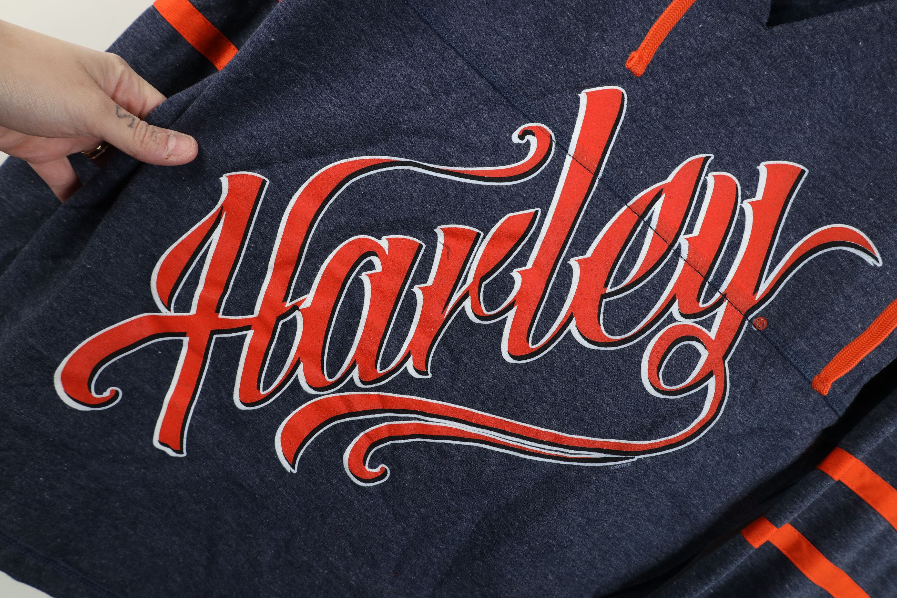 Harley Davidson Vintage Y2K Harley Davidson Script Hoodie Sweatshirt Blue Size L / US 10 / IT 46 - 4 Thumbnail