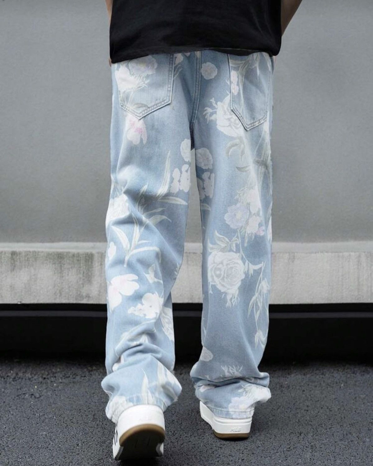 Japanese Brand Mibuki x Hiro Loose Wide Leg Floral Print Jeans Design Pants Size US 30 / EU 46 - 2 Thumbnail