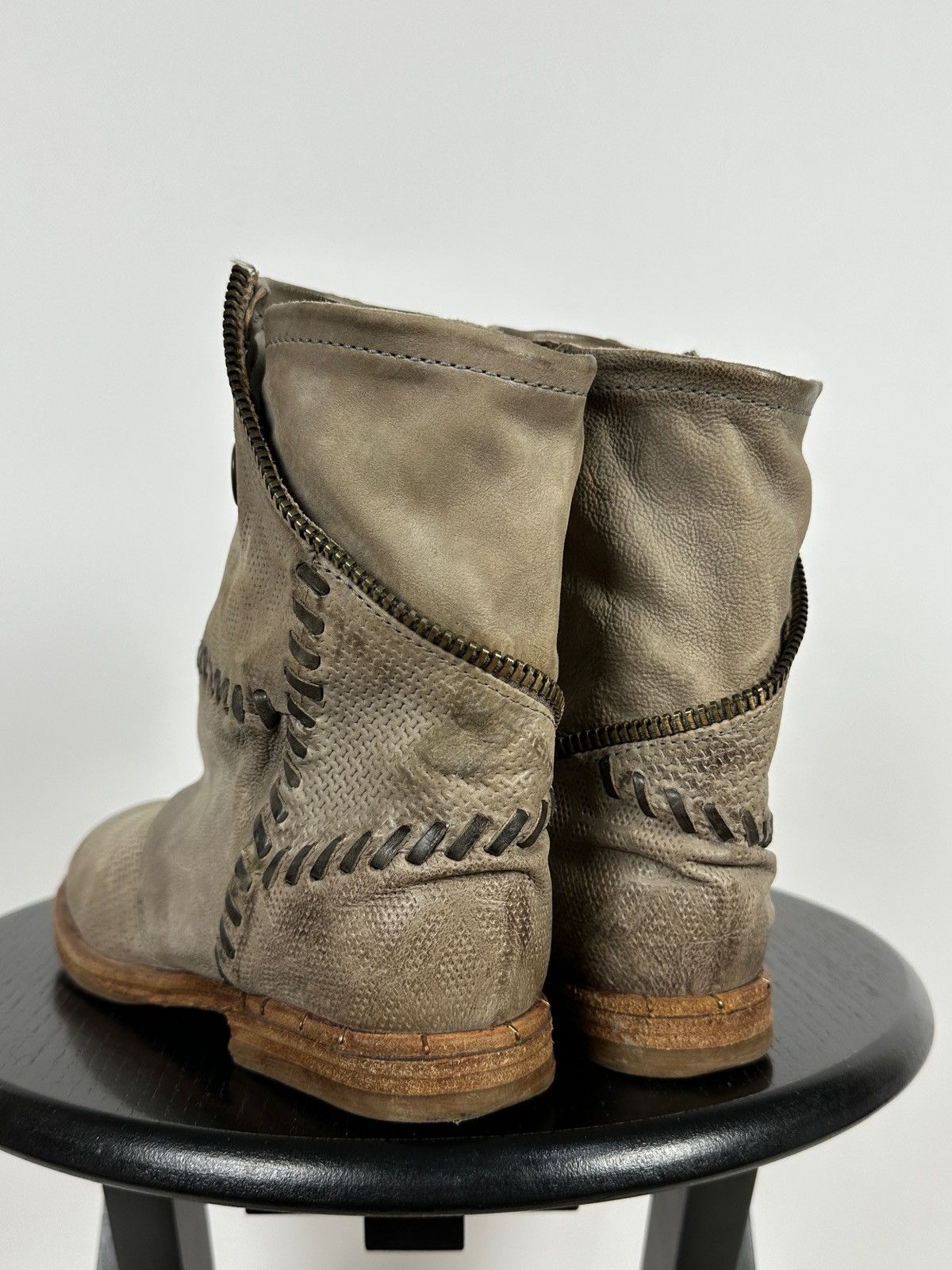 Other A.S.98. Airstep Leather Biker Zip Ankle Boots Size US 7 / IT 37 - 2 Thumbnail