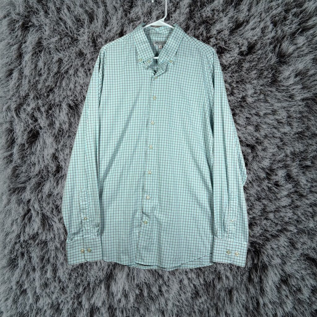 Peter Millar Shirt 1XL Blue Summer Comfort Plaid Performance Stretch Button Down Mens Classic Preppy, Men's
