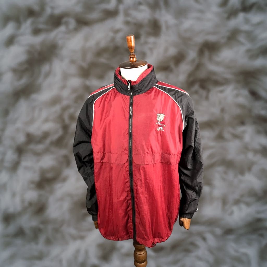 Logo Athletic Logo Athletic Mississippi State Bulldogs Jacket M Red Nylon Hooded Windbreaker Mens Stadium Logo Embroidered Full Zip Lined Size US M / EU 48-50 / 2 - 1 Thumbnail