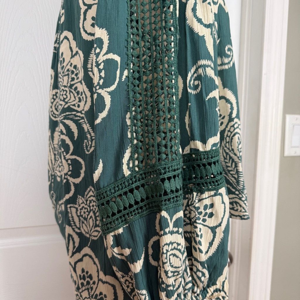 Other Angie Boho Crochet Long Balloon Sleeve Blouse Floral Small Size S / US 4 / IT 40 - 4 Thumbnail