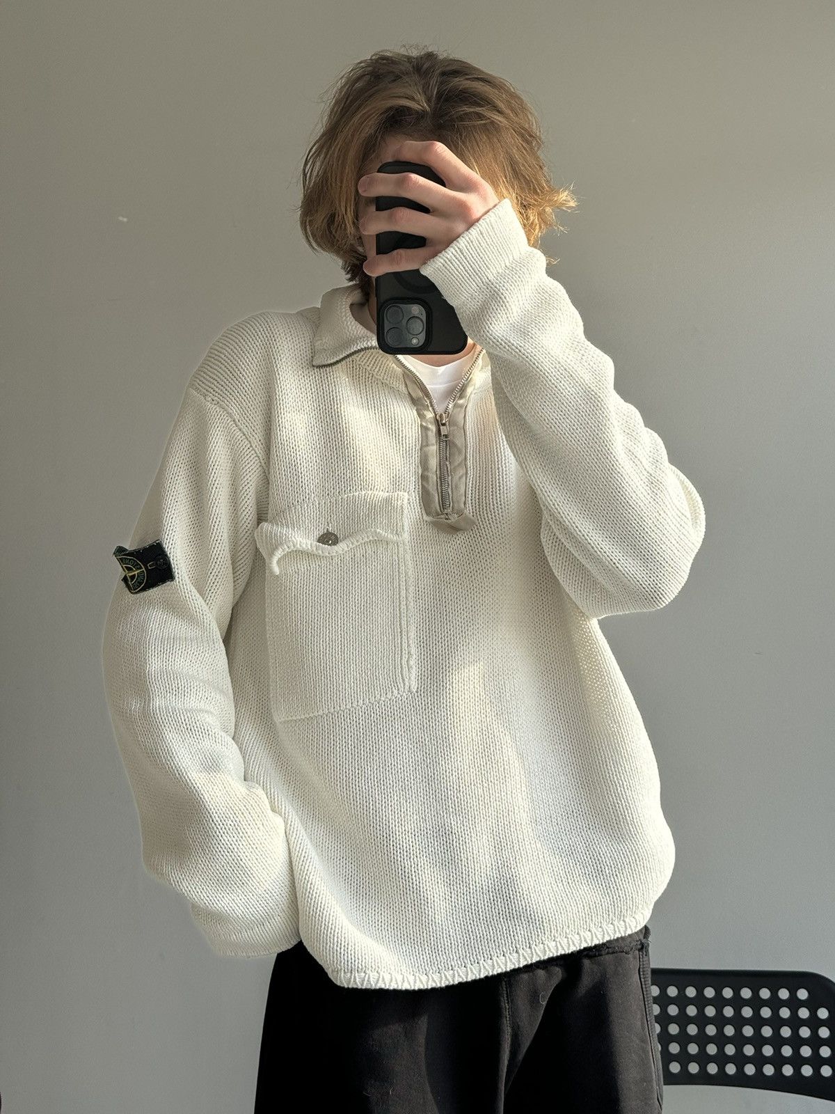 Massimo Osti Very Rare Vintage Stone Island 1/4 Knit Sweater Old Money Size US XL / EU 56 / 4 - 3 Thumbnail