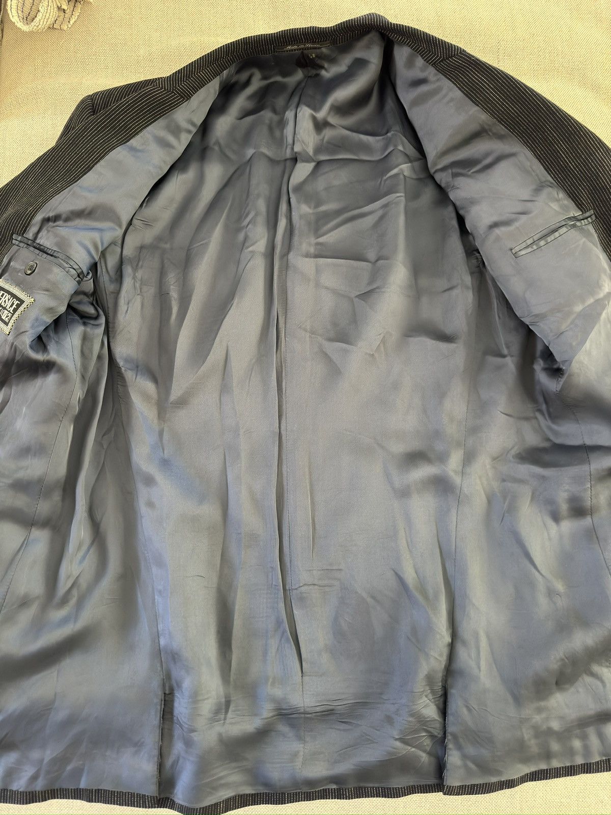 Versace VERSACE CLASSIC V2 Striped DB 6 Button Suit in Black 42R Size 44R - 13 Thumbnail