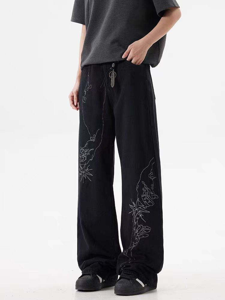 Japanese Brand × Jean Street hand-painted embroidered baggy jeans Size US 30 / EU 46 - 3 Thumbnail