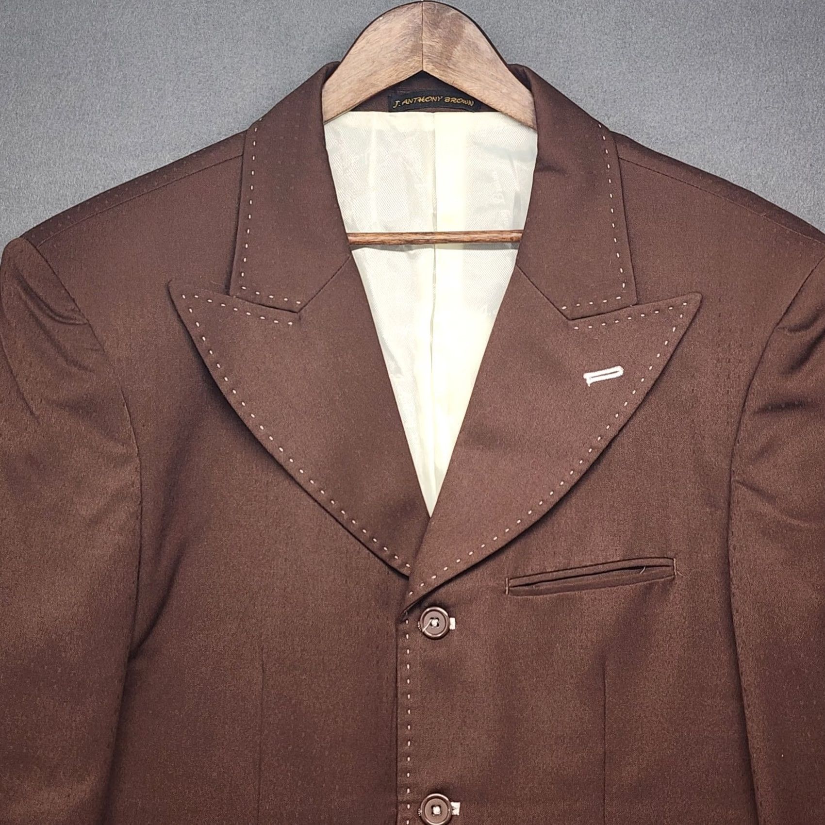 CHOCOOLATE VINTAGE J. Anthony Brown Blazer Jacket Sport Coat 42 Long Chocolate Western Blazer Men Mens Size 42R - 6 Thumbnail