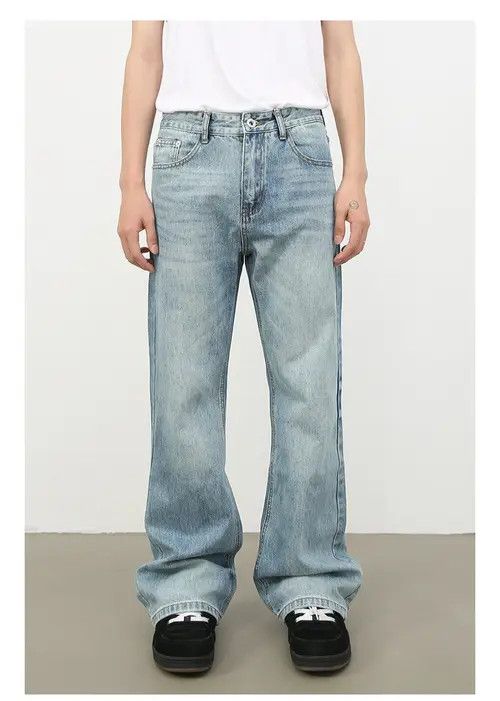 Japanese Brand High street retro washed loose flared jeans for men Size US 32 / EU 48 - 1 Thumbnail