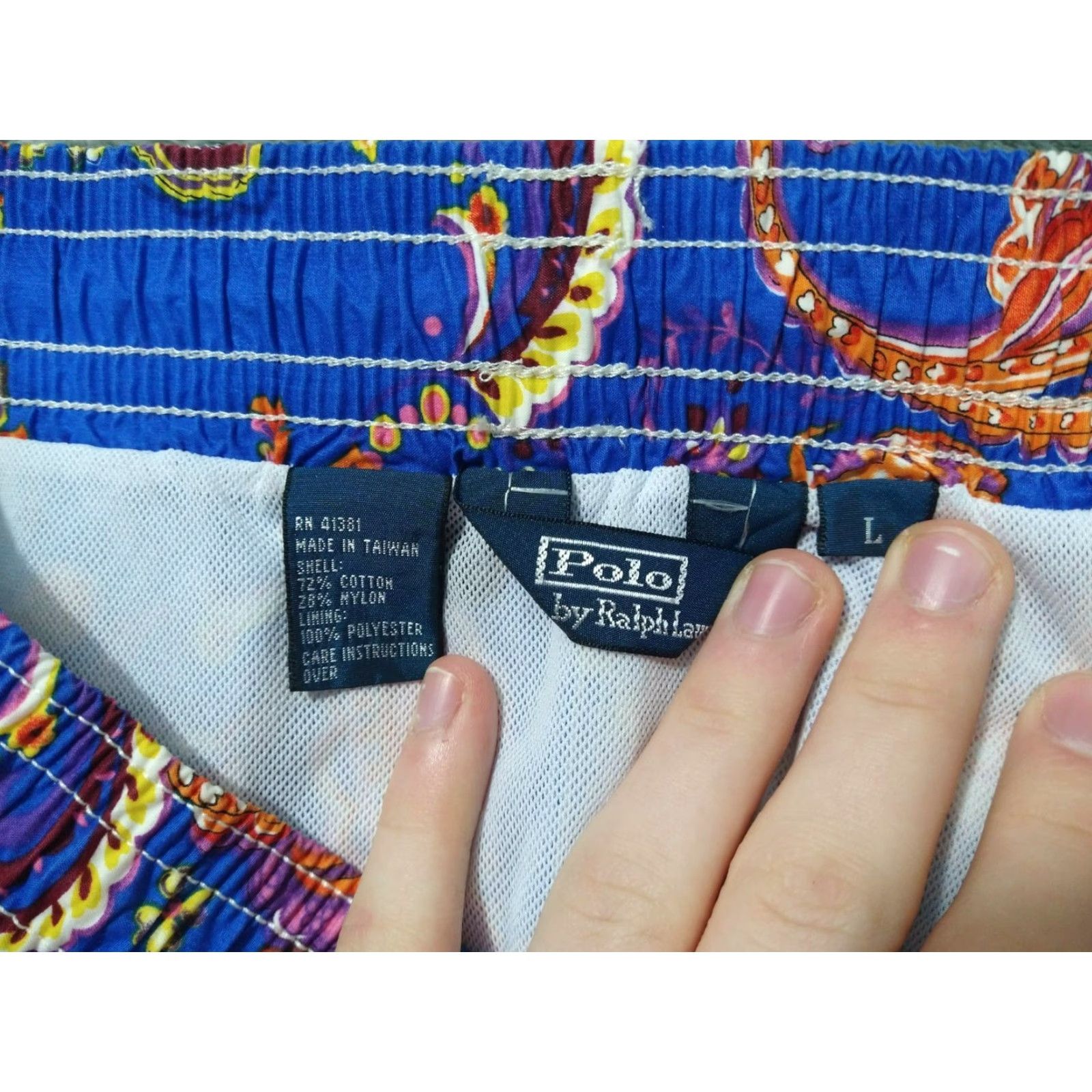 Polo Ralph Lauren Polo Ralph Lauren Shorts Mens Blue Paisley Swim Trunks Board Drawstring L Large Blue Paisley Top Beach Men Bottom Size US L / EU 52-54 / 3 - 7 Thumbnail
