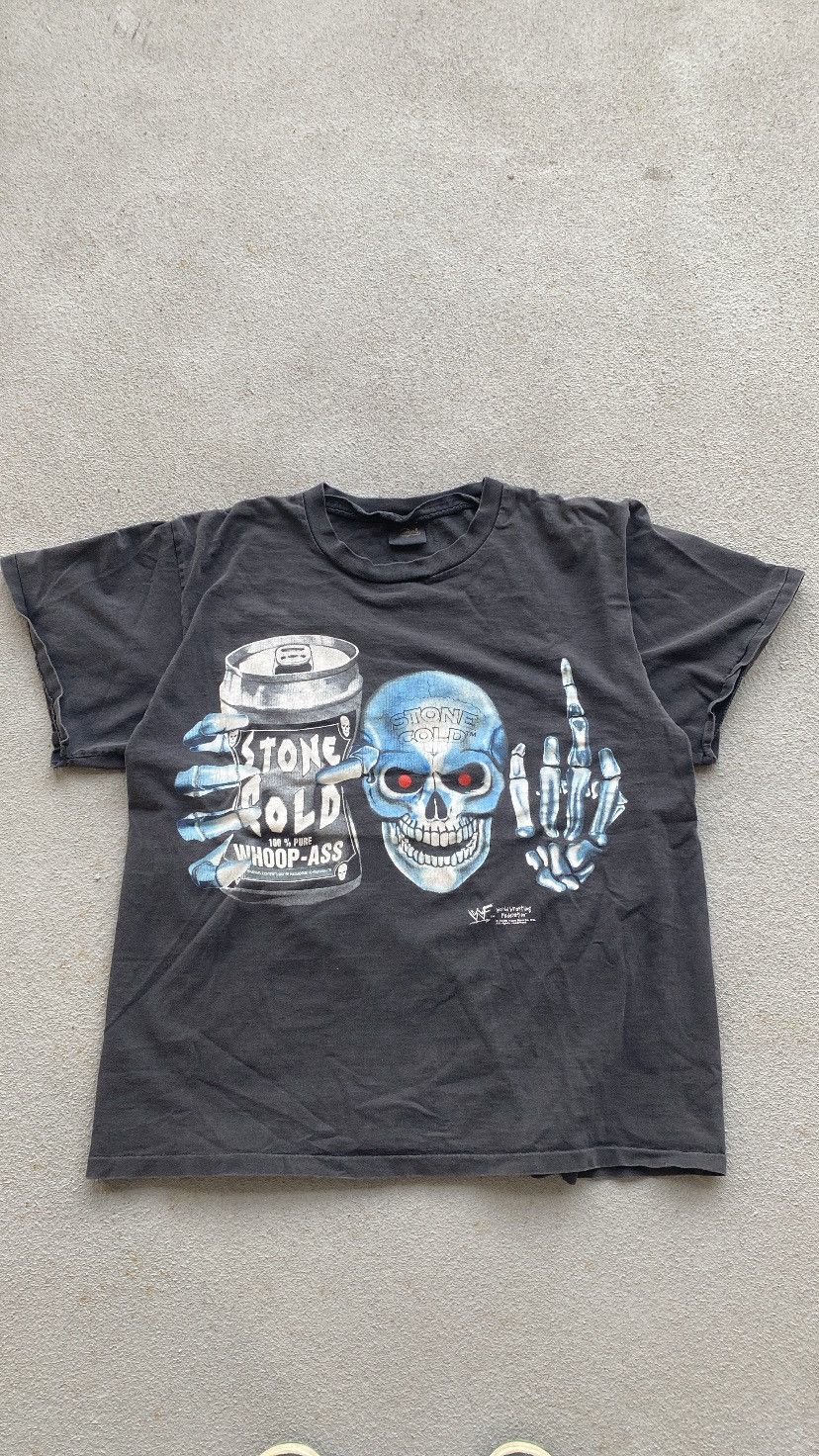 image of Changes x Vintage 1998 Stone Cold Steve Whoop Ass Tee in Black, Men's (Size XL)