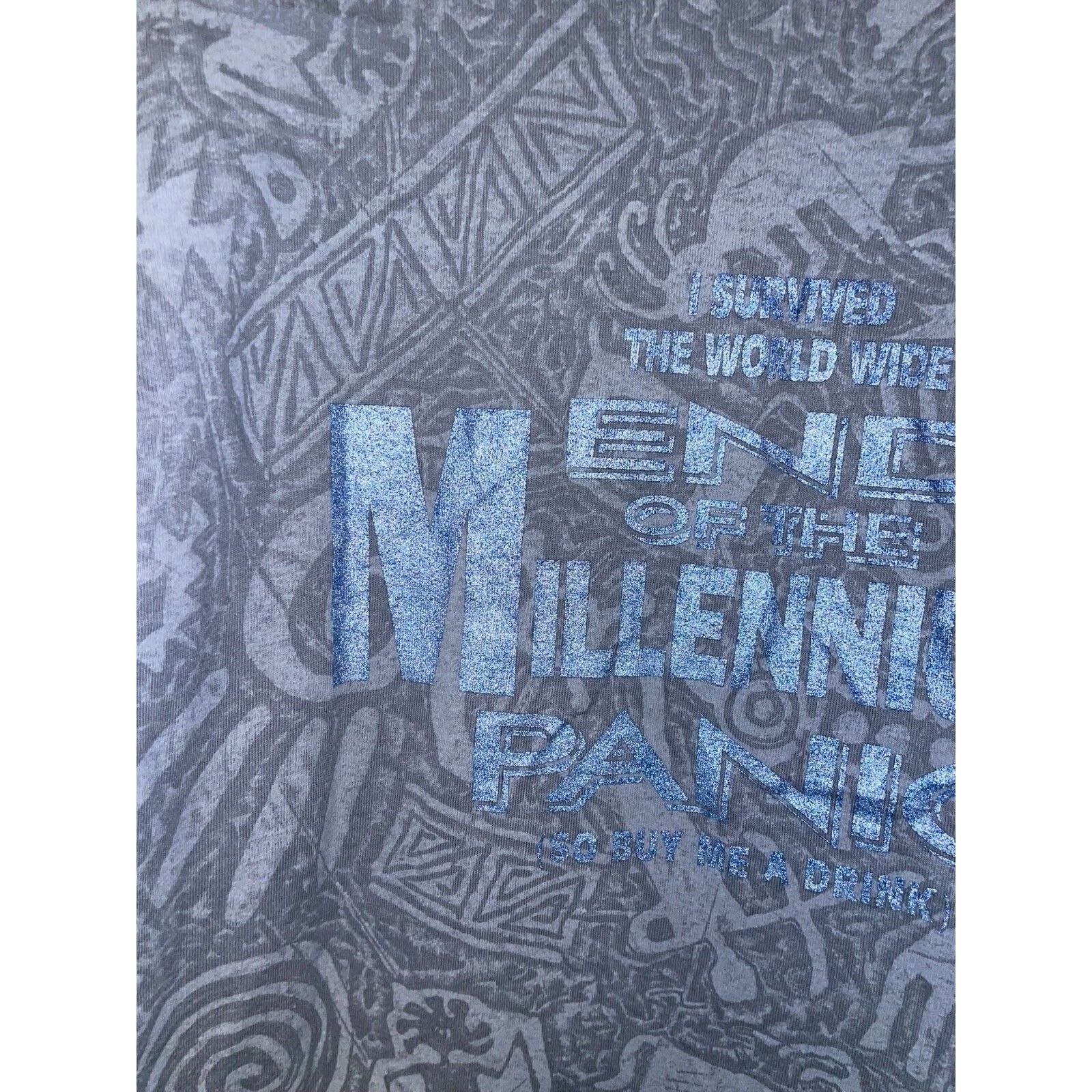 Jerzees Vintage End Of Millennium Shirt I Survived Panic AOP 90s VTG Size US M / EU 48-50 / 2 - 2 Thumbnail