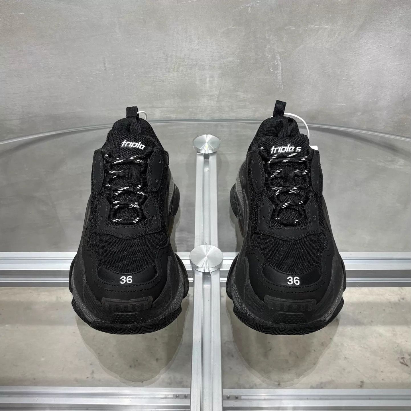 Balenciaga Balenciaga BLCG Triple S Black Silver Women's 36 Size US 5.5 / IT 35.5 - 1 Thumbnail