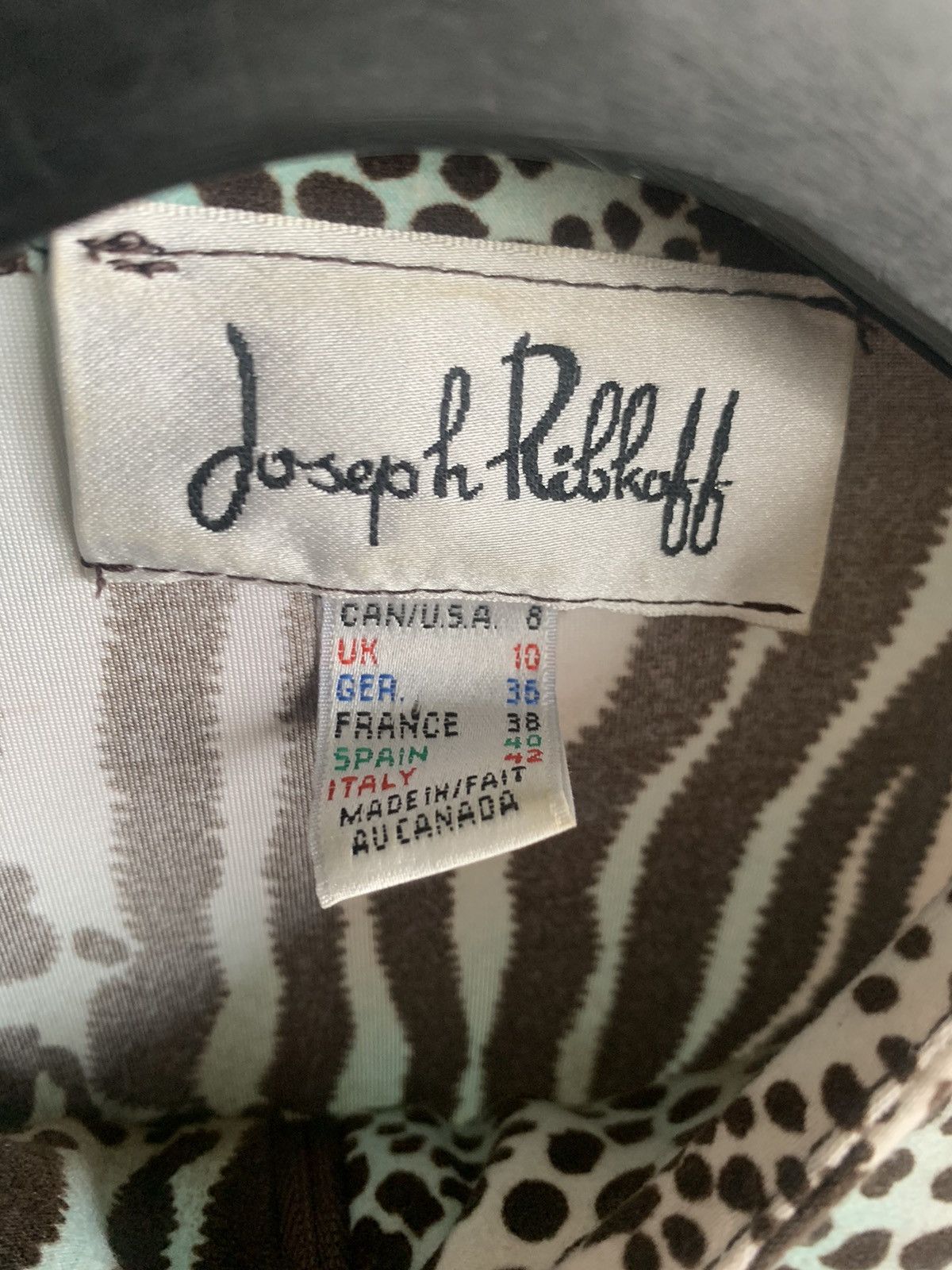 Joseph Ribkoff × Vintage VTG Joseph Ribkoff Teal Animal Print Long Sleeve Zip Up Size M / US 6-8 / IT 42-44 - 3 Thumbnail