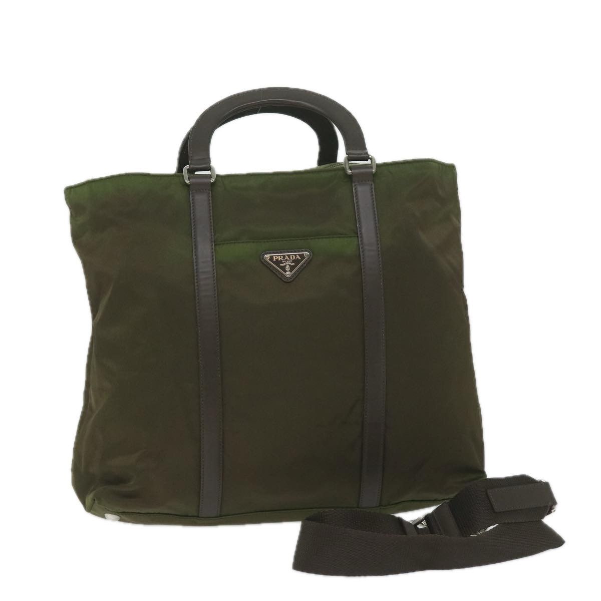 image of Prada Hand Bag Nylon 2Way Khaki Auth 61241, Women's