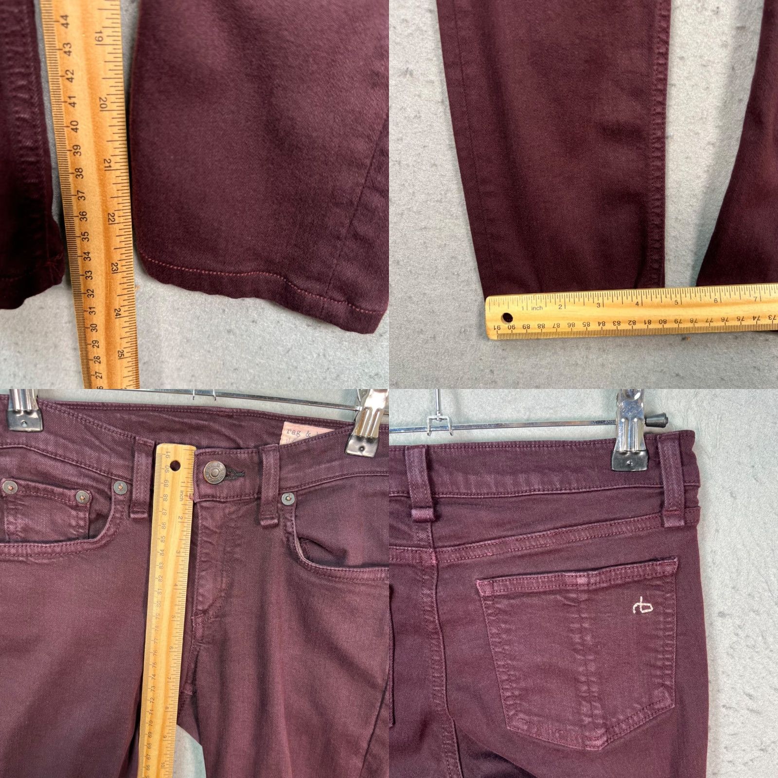 Rag & Bone rag & bone Womens Skinny Jeans 24 Burgundy Cotton Blend Denim Size 42" / US 20 - 8 Thumbnail