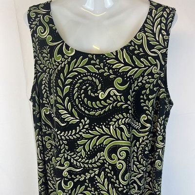 Other JULIAN TAYLOR Sz 16 A-Line Dress Black White Green Leaf Slee Size XXL / US 16-18 / IT 52-54 - 2 Thumbnail