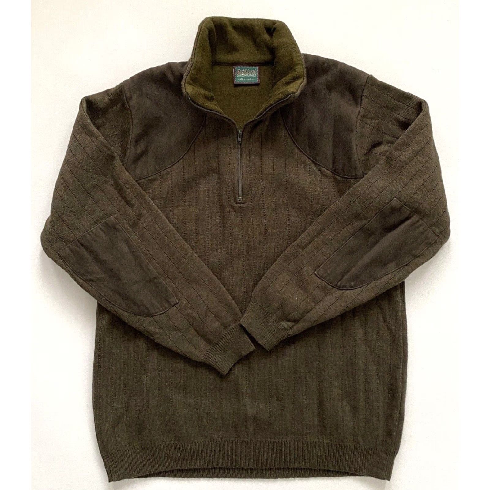 Vintage Quiltknit Men's Sweater 1/4 Zip Wool Hunting Mock Neck Forest Green M Size US M / EU 48-50 / 2 - 3 Thumbnail