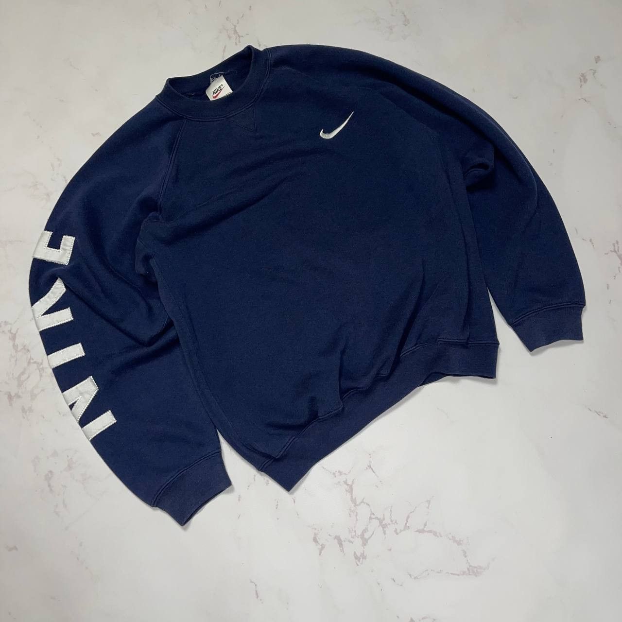 Nike Nike Vintage Big Logo Sweatshirt Crewneck Mens Navy Blue Size US S / EU 44-46 / 1 - 2 Thumbnail