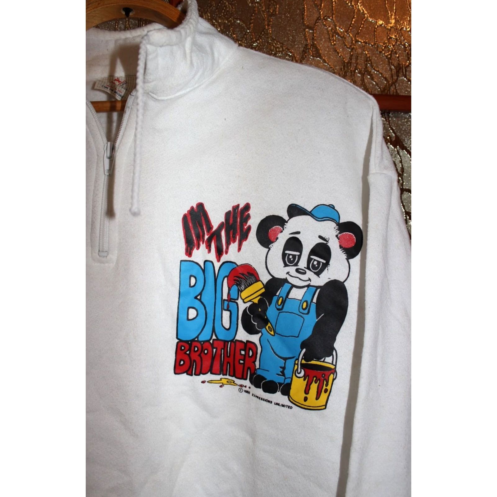 Vintage VINTAGE Florida I'm The big Brother Panda white sweatshirt (Made in USA) Esy Jumper Shirt Mens Women Unisex Adults Wool V-Neck 1988 67cm 59cm 74cm Size US M / EU 48-50 / 2 - 2 Thumbnail