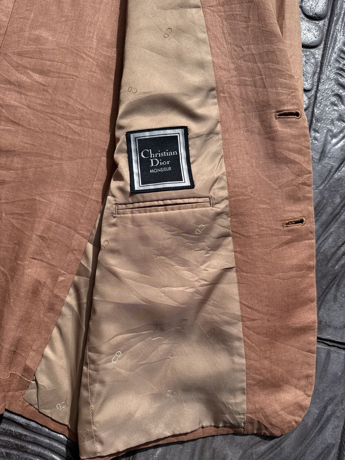 Christian Dior Monsieur 1980’s Christian Dior Monsieur Tailored Linen Peach Blazer Size 38R - 3 Thumbnail