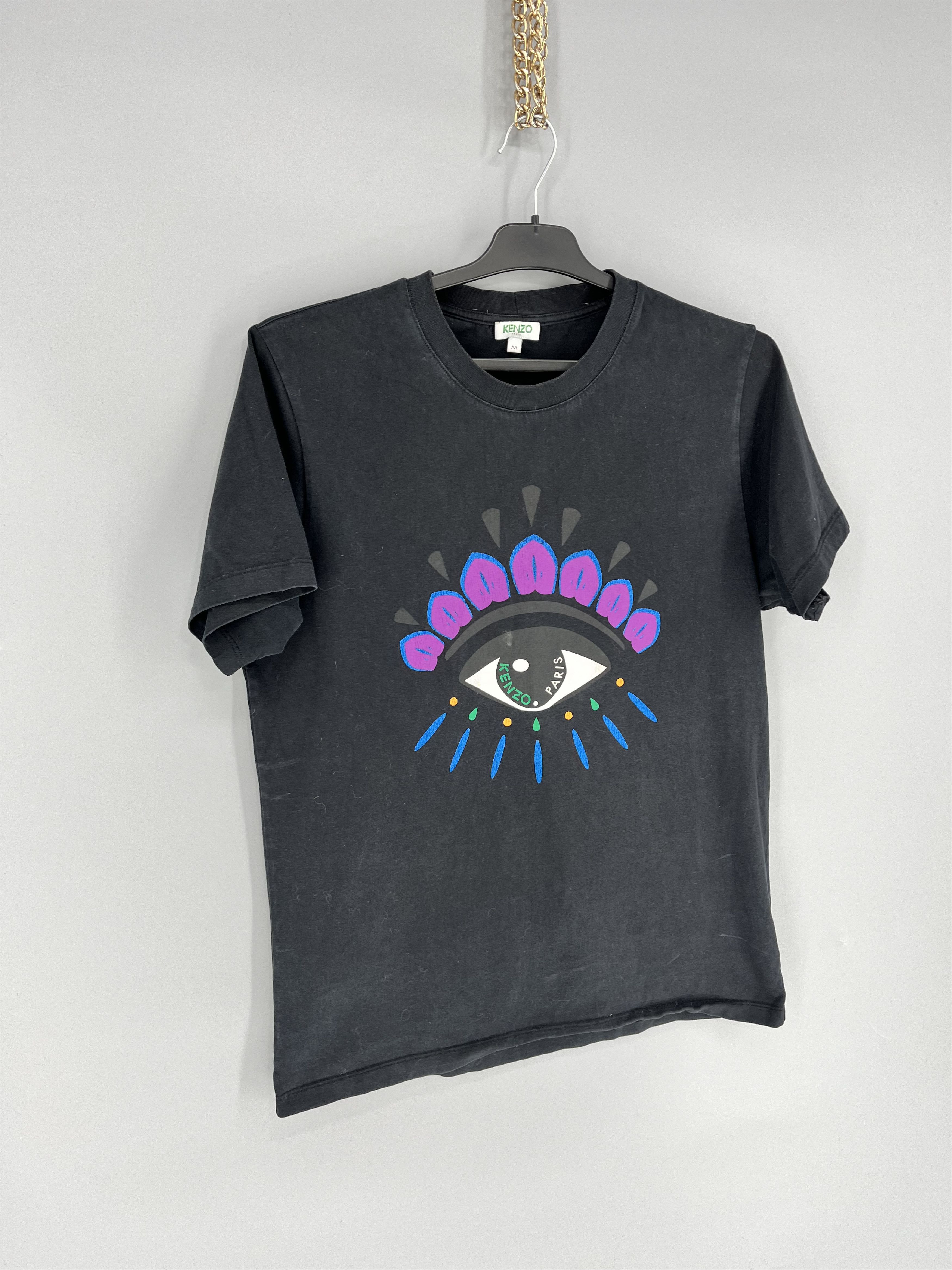 Kenzo Vintage Kenzo Black Cotton Eye Printed T-Shirt M Size US M / EU 48-50 / 2 - 2 Thumbnail