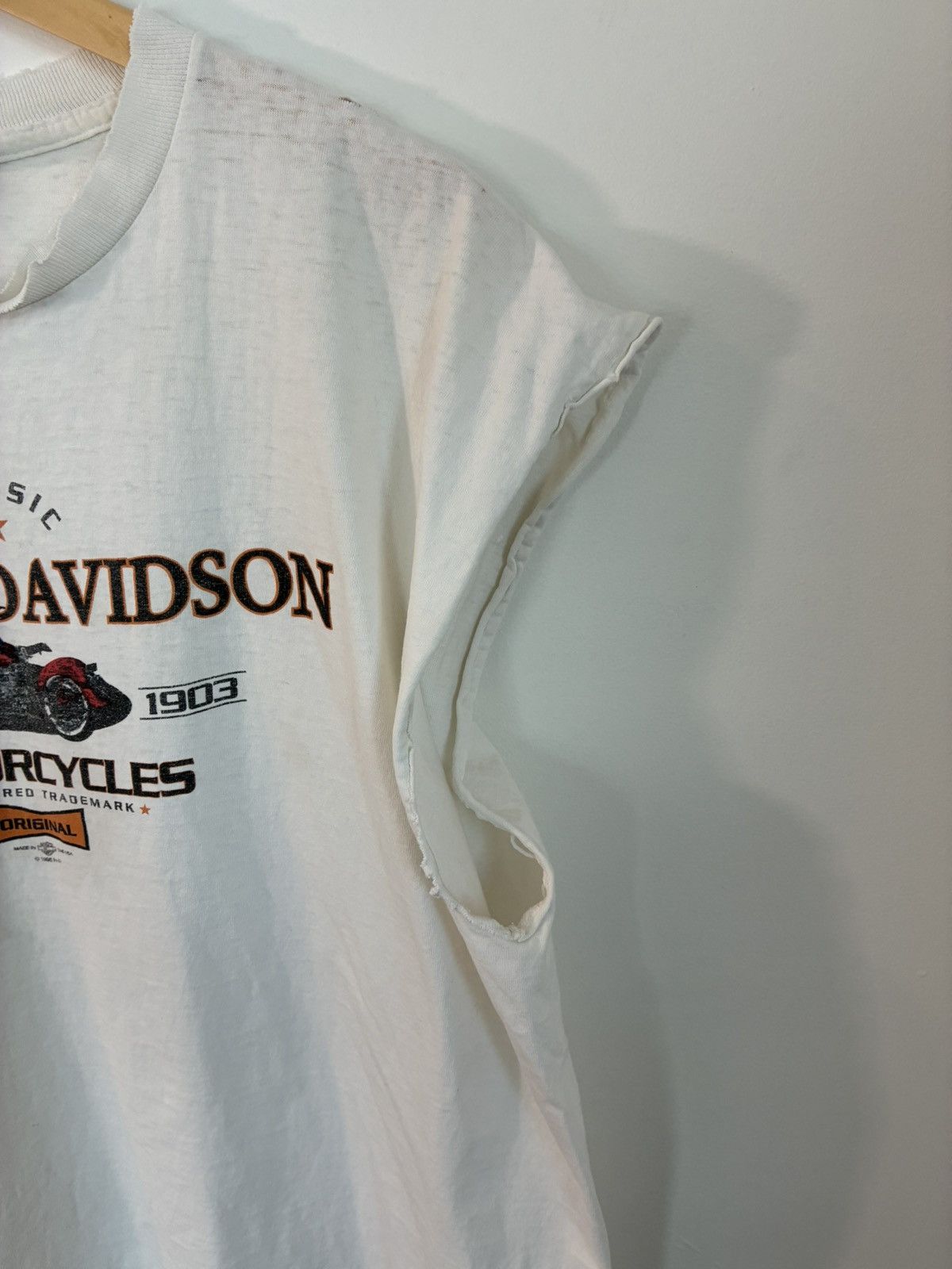 Harley Davidson Thrashed Vintage 90s Faded Harley Davidson Cut Off Size US XL / EU 56 / 4 - 5 Thumbnail