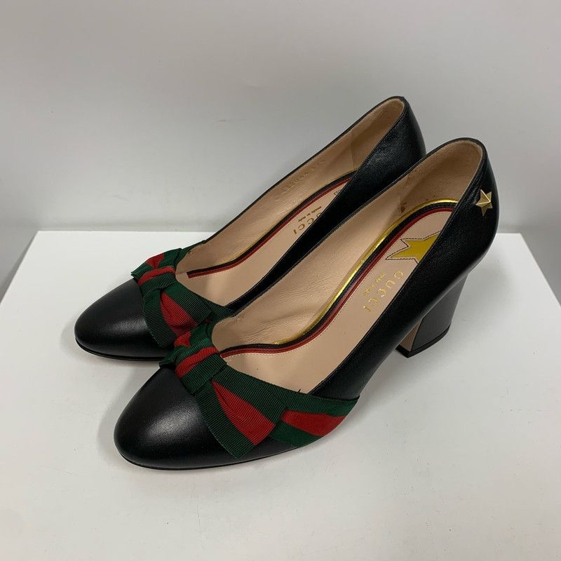 Gucci Black Heeled Shoes with Bow Detail 0079