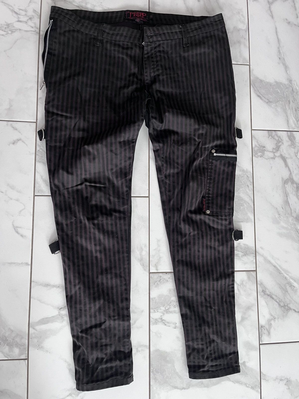 Tripp NYC Vintage Tripp NYC Pinstripe Metal Chaos Punk Bondage Pants Size US 37 - 2 Thumbnail