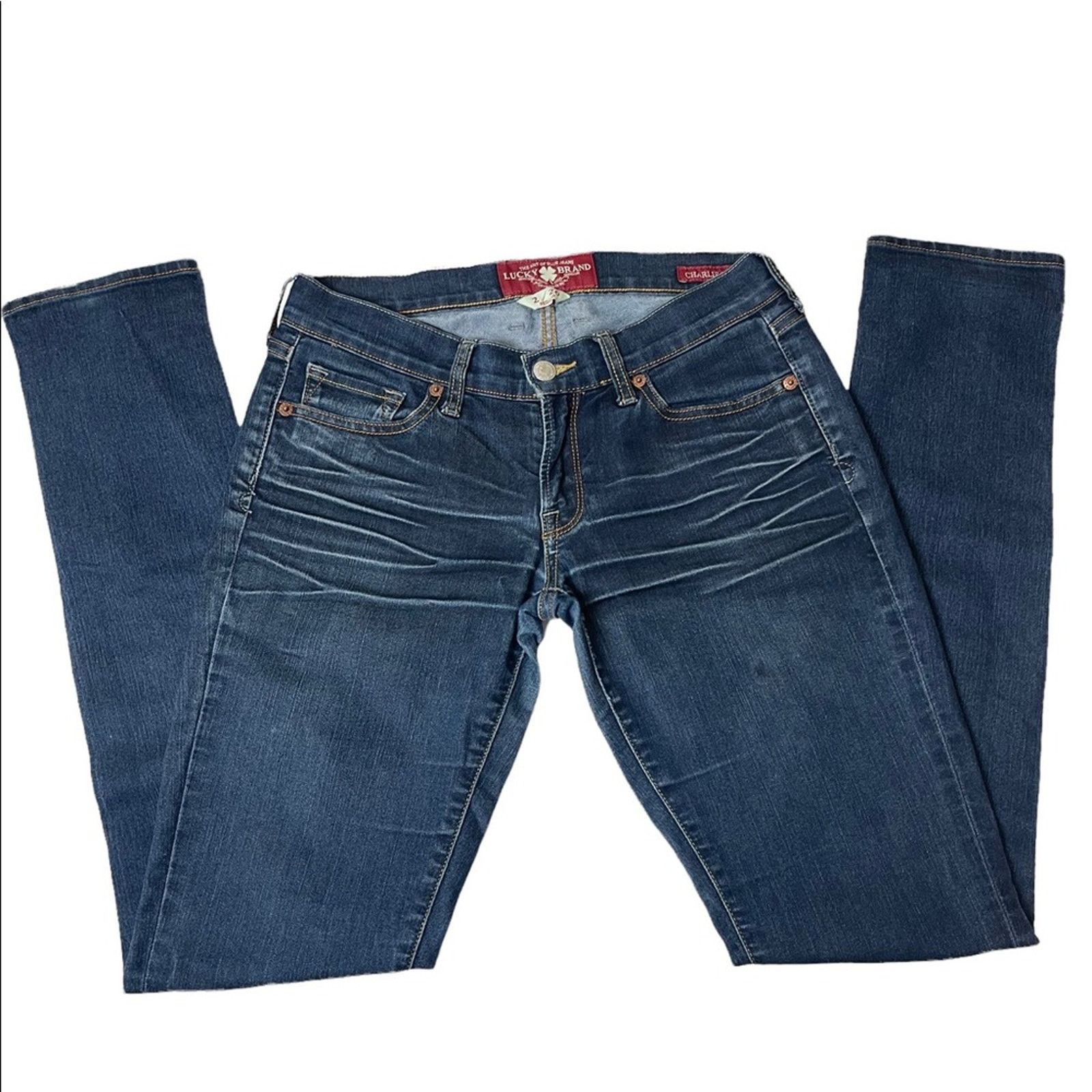Lucky Brand Lucky Brand Charlie Skinny Distressed Medium Wash Denim Jean Size 26" / US 2 / IT 38 - 2 Thumbnail