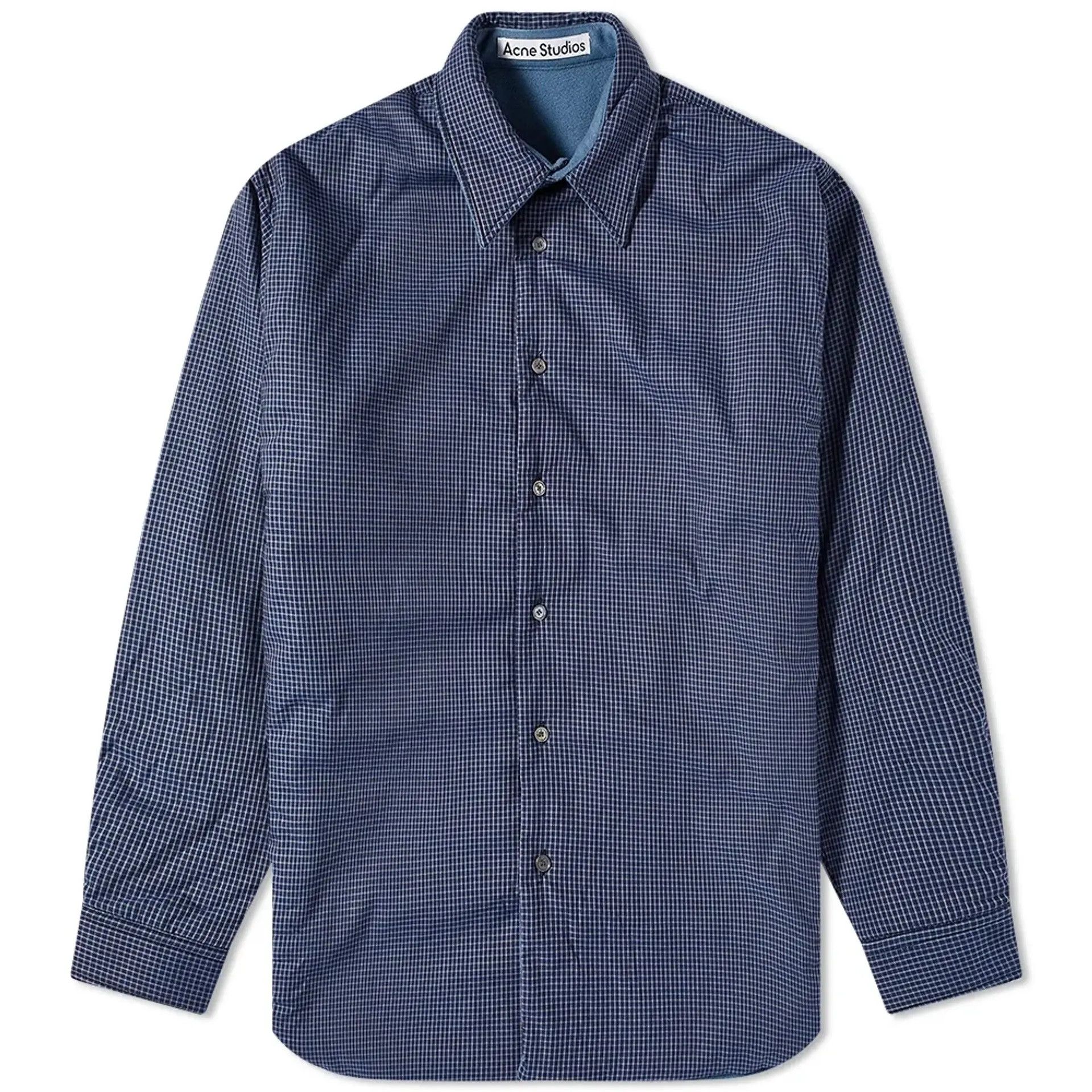 image of Acne Studios Oddy Reversible Padded Shirt Jacket Blue Checkered Button-Up, Men's (Size Medium)