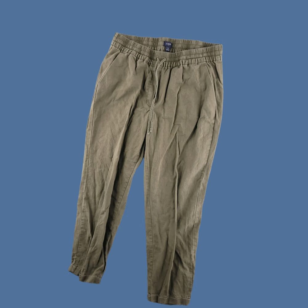 J.Crew J.CREW Pants Womens 12 Green Linen Crop Cropped Cropped Pants Cotton Linen Blend Solid Size 34" / US 12 / IT 48 - 1 Thumbnail