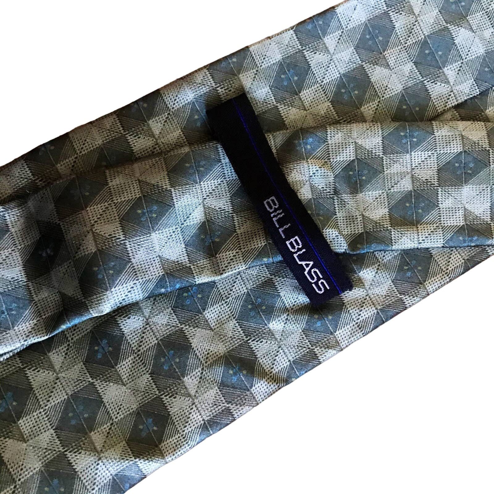 Bill Blass Vintage 1980s Bill Blass Green Checked Silk Tie Size ONE SIZE - 4 Thumbnail