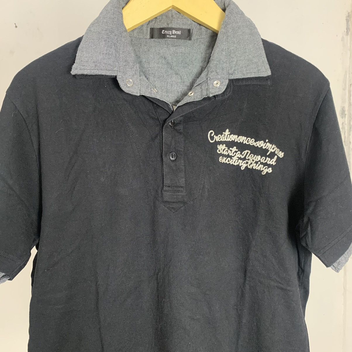 If Six Was Nine × Japanese Brand × Le Grande Bleu (L.G.B.) Crazy Devil embroidery Japanese Traditional Colar shirt Size US L / EU 52-54 / 3 - 5 Thumbnail