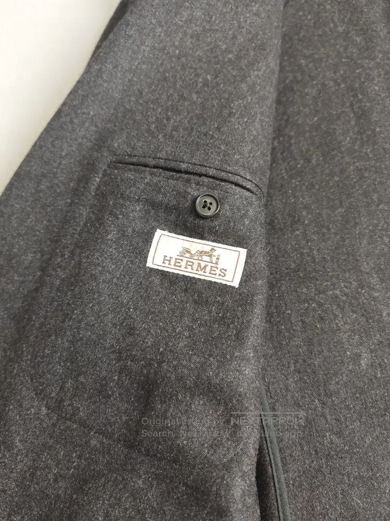 Hermes Hermes Men's Cashmere Blazer Jacket, Grey-Black, 97% Cashm Size 52R - 3 Thumbnail