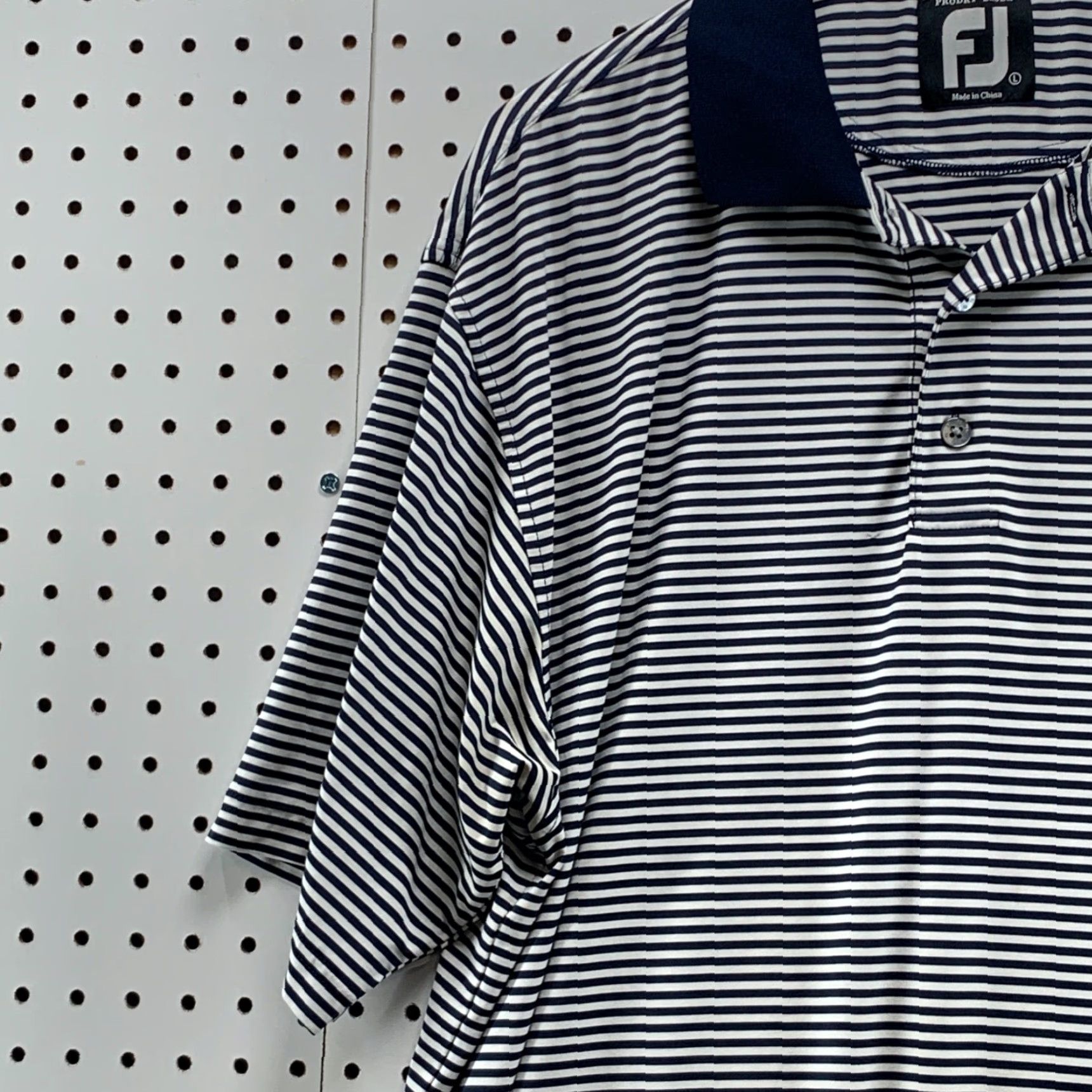 Footjoy FootJoy Mens PRODRY Lisle Short Sleeve Polo Blue White Striped Size Large FJ Size US L / EU 52-54 / 3 - 3 Thumbnail
