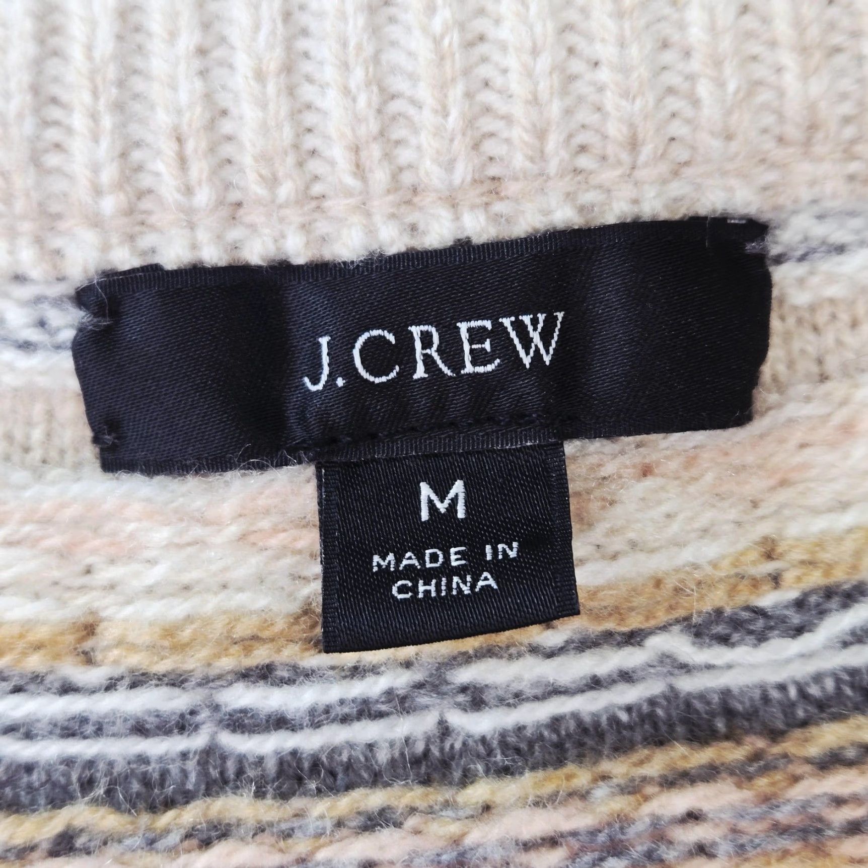 J.Crew J.CREW Sweater Pullover Womens M Beige Polyamide Wool Crew Neck Fair Isle Winter Casual Knit Size M / US 6-8 / IT 42-44 - 3 Thumbnail