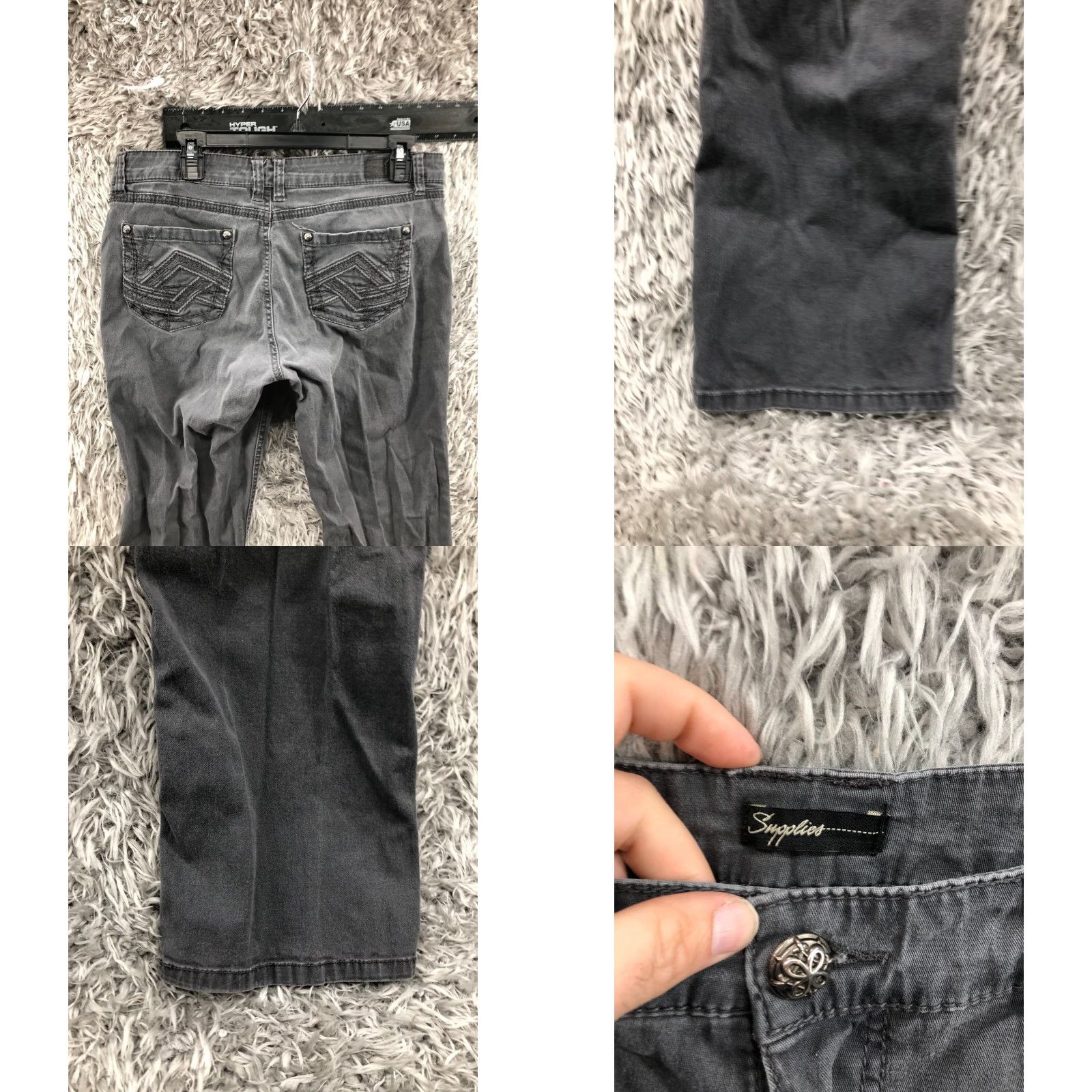 Vintage Supplies Bootcut Pants Size 12 Womens Gray Mid Rise 31 Inseam Knit Polyester Chino Flat Front Pockets Regular 8.5-10.5 in Vintage No Size 34" / US 12 / IT 48 - 8 Thumbnail