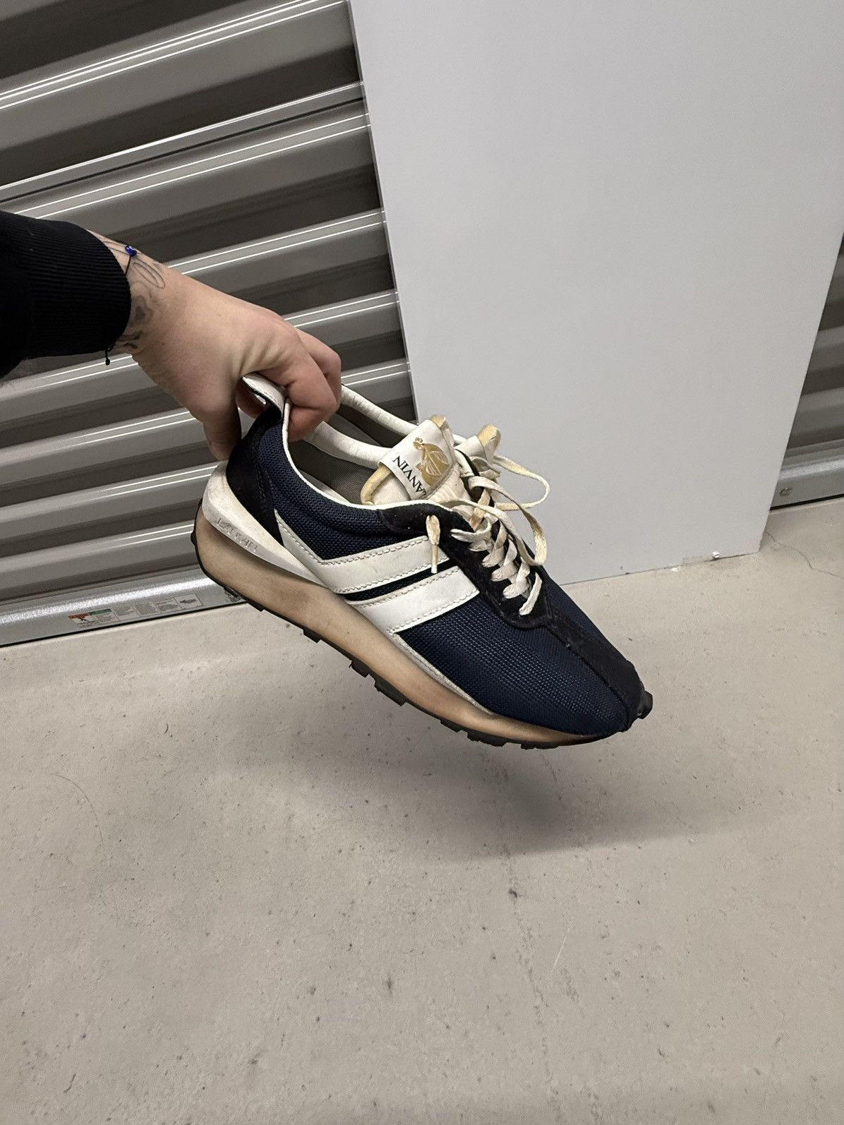 Lanvin Lanvin distressed Bumpr Sneaker 'Navy Blue' size 43 Size US 10 / EU 43 - 1 Thumbnail