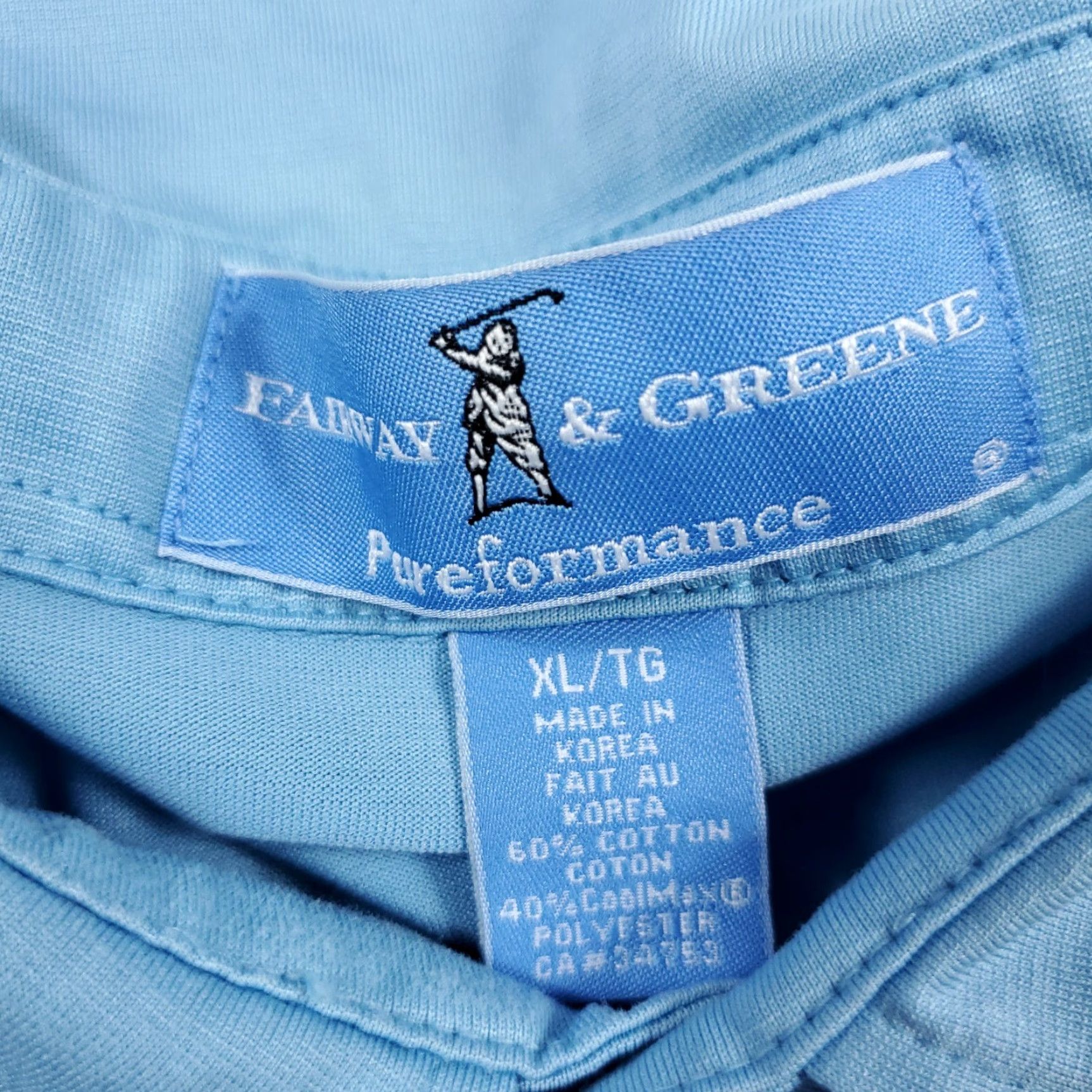 Vintage Fairway & Greene Performance Light Blue Golf Mens Short Sleeve Polo Shirt XL Size US XL / EU 56 / 4 - 8 Thumbnail