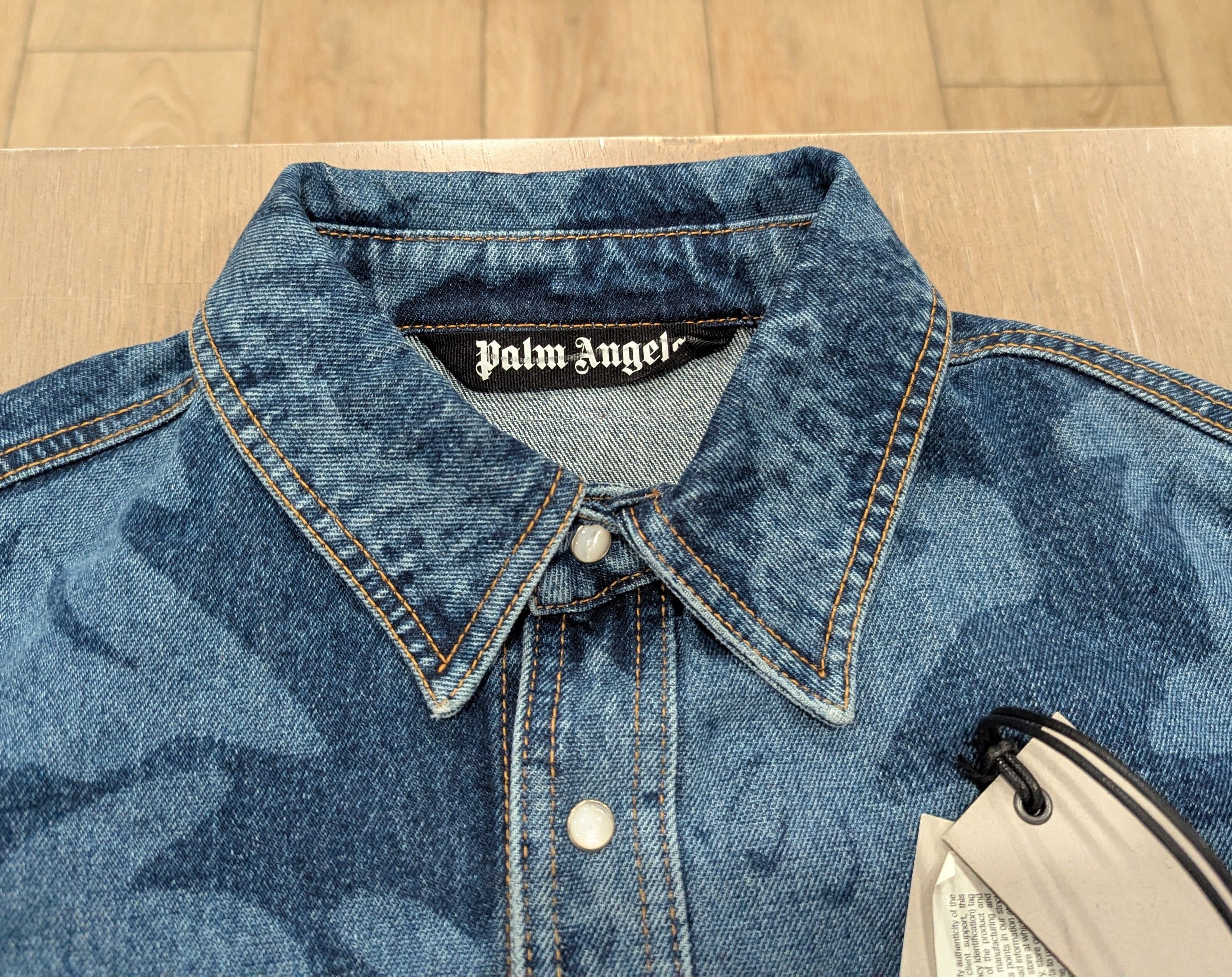 Palm Angels PALM ANGELS Palmity Laser Overshirt Denim Medium Size US M / EU 48-50 / 2 - 2 Thumbnail