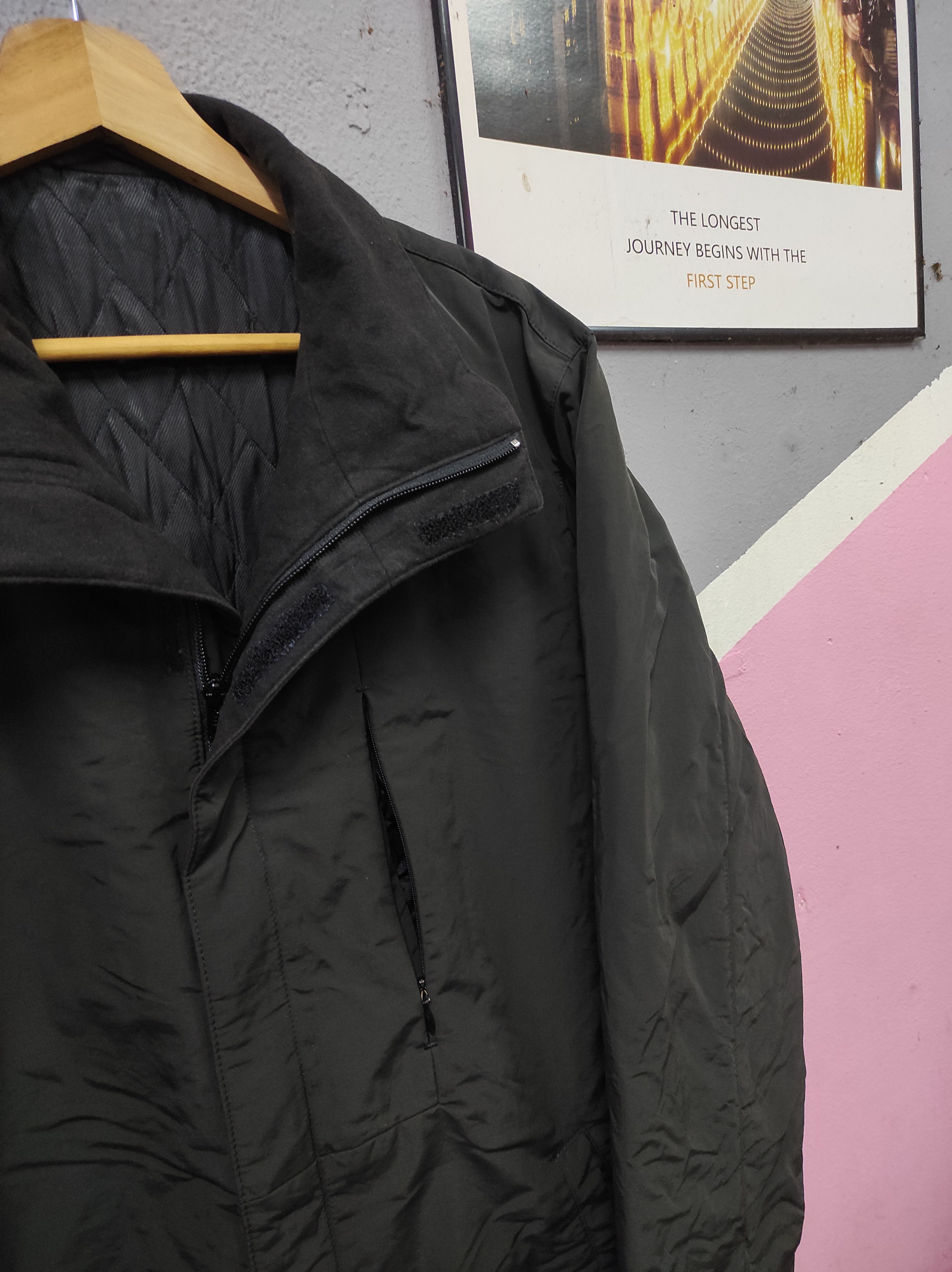 Designer × Vintage FARIANI BLACK OPEN COLLAR COAT OVERCOAT LONG JACKET Size US M / EU 48-50 / 2 - 4 Thumbnail