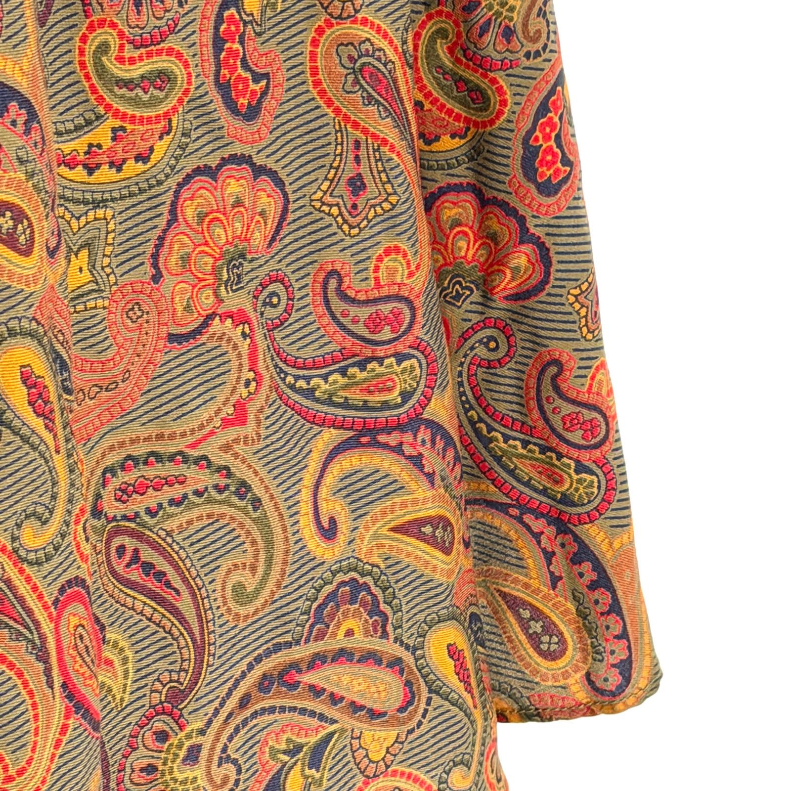 Jones New York Vintage 80s Olive Red Paisley 100% Rayon Circle Skirt Size 30" / US 8 / IT 44 - 4 Thumbnail