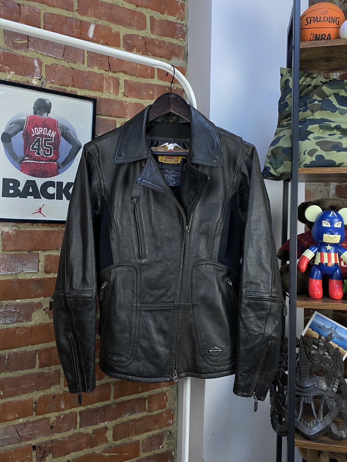 Harley Davidson × Vintage Harley Davidson Motorcycle Biker Black Leather Jacket Size M / US 6-8 / IT 42-44 - 2 Thumbnail
