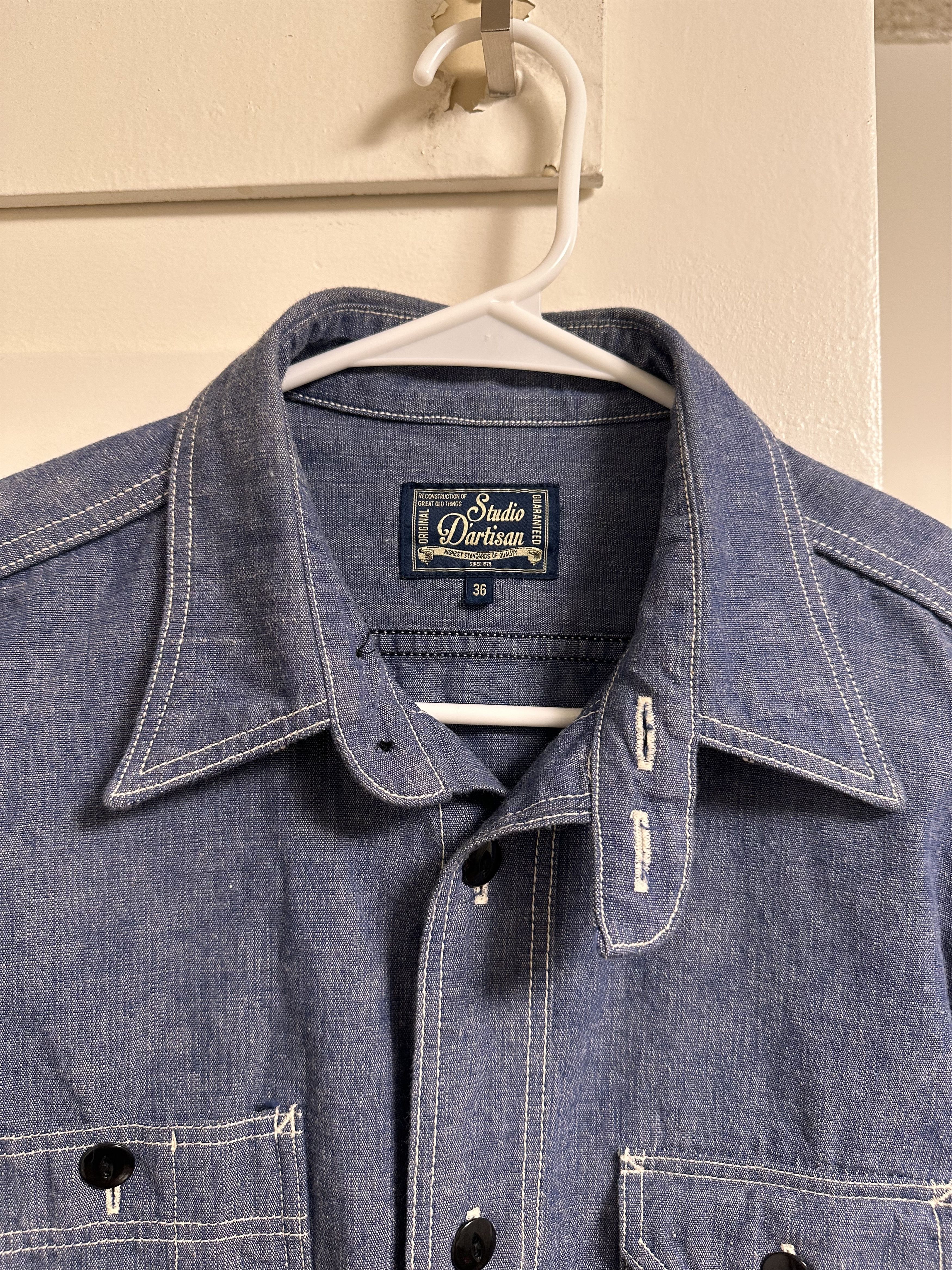 Studio D'Artisan Studio D'Artisan Selvedge Chambray long-sleeved work shirt Size US XS / EU 42 / 0 - 2 Thumbnail